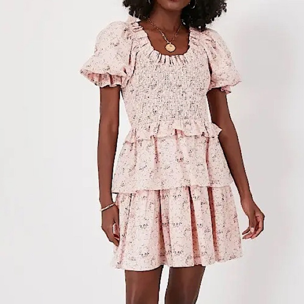 Tuckernuck Hyacinth House Pink Floral Smocked Marie Mini Dress